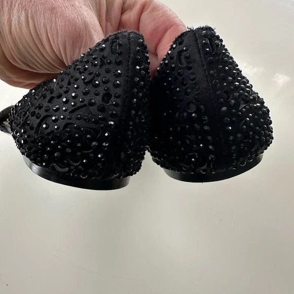 Betsey Johnson Lucy  embellished  black Pointed-Toe Woven Flat Loafers size 7.5 - Picture 7 of 10